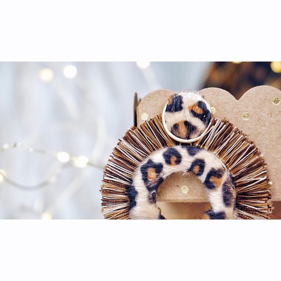 NEW! Leopard Tassel Fuzzy Stud Post Hoop Earrings - Picture 8 of 8